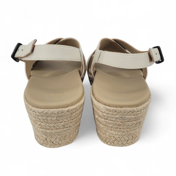 Abeo Riviera Cross Sandals Off White Leather Espadrille Wedge Size 9 - Picture 3 of 6